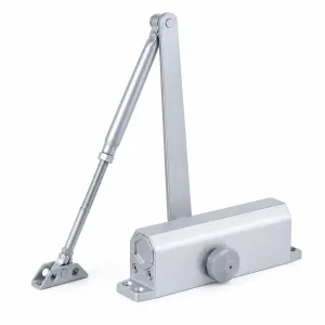 TT-078F silver hexagonal hydraulic door closer with articulated arm on a white background