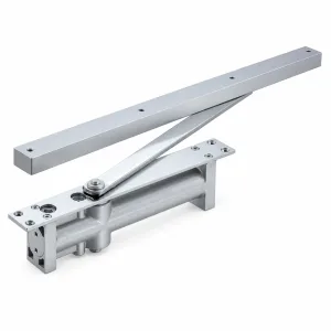 TT-80 concealed hydraulic door closer with slide rail and silver linkage on a white background