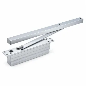 TT-81 silver concealed hydraulic door closer with slide rail on a white background