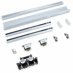 TT-F08 sliding door hydraulic hanging wheel and track kit on white background