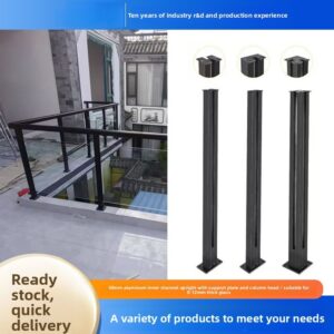 50 stainless steel U-shaped slot， column square tube stair column with slot, no need to drill glass stair column