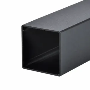 50 × 50 mm dark gray aluminum handrail showing square hollow profile on a white background