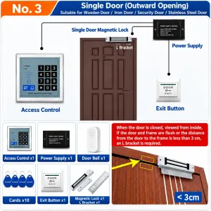 Kit 03 Single Door Magnetic Lock Kit with L Bracket