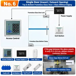 Kit 06 Single Frameless Glass Door Access Control Kit