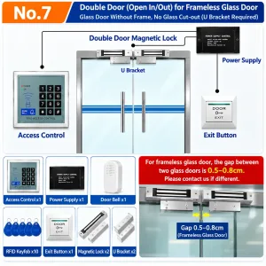 Kit 07 Double Frameless Glass Door Magnetic Lock Kit