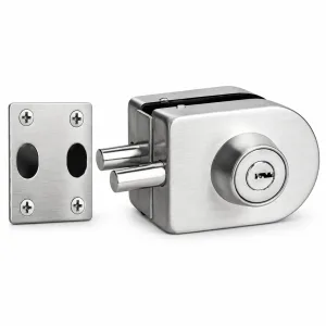 702 Single-Door Two-Way Bolt Glass Door Lock in stainless steel on a white background