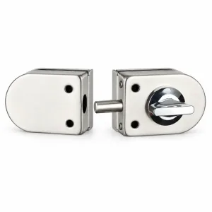 705 Double-Door One-Way Bolt Glass Door Lock in stainless steel on a white background