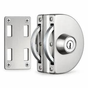 802 Round Single-Door Two-Way Glass Door Lock in stainless steel on a white background