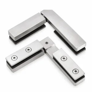A-205 T-Shaped Modular Glass Hinge Set on a white background