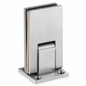 A-140 silver rectangular floor pivot hinge with a smooth upright clamp and horizontal mounting base on a white background