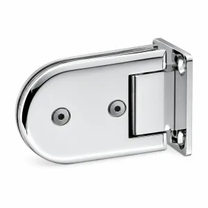 A-146 Semicircular Glass-to-Wall Hinge in polished silver on a white background