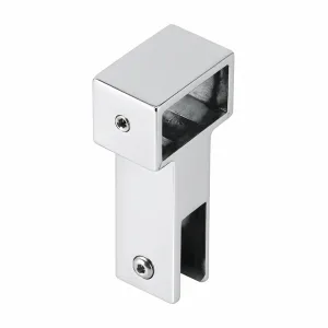 C-03 square end 10 × 30 mm glass support-bar connector on white background