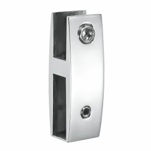 C-09 Vertical Glass-Mount Support-Bar Connector 10 x 30 mm on white background