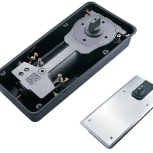 F-818 hydraulic floor spring with uncovered and covered units on a white background