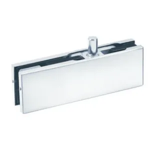 T-030 rectangular glass door patch fitting with projecting metal pivot pin on a white background