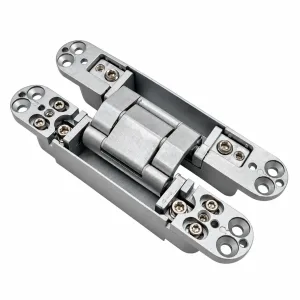 TT-01 silver 3D adjustable concealed door hinge on a white background