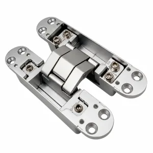 TT-02 silver 3D adjustable concealed door hinge on a white background