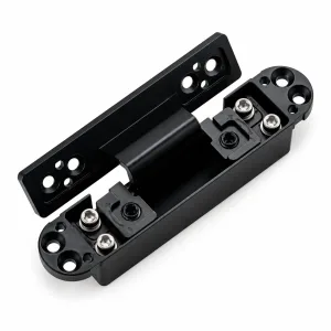 TT-05 black single-side 3D adjustable concealed door hinge on a white background