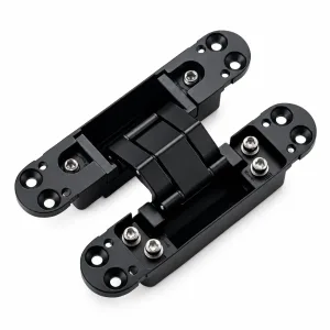TT-06 black high-low edge 3D adjustable concealed door hinge on a white background