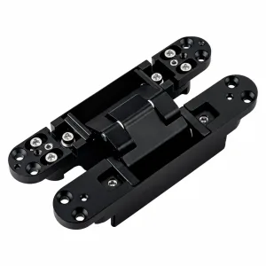 TT-09 black 3D adjustable concealed door hinge on a white background