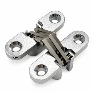 TT-15 silver concealed cross hinge on a white background