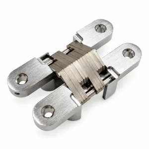 TT-18 silver concealed cross hinge on a white background