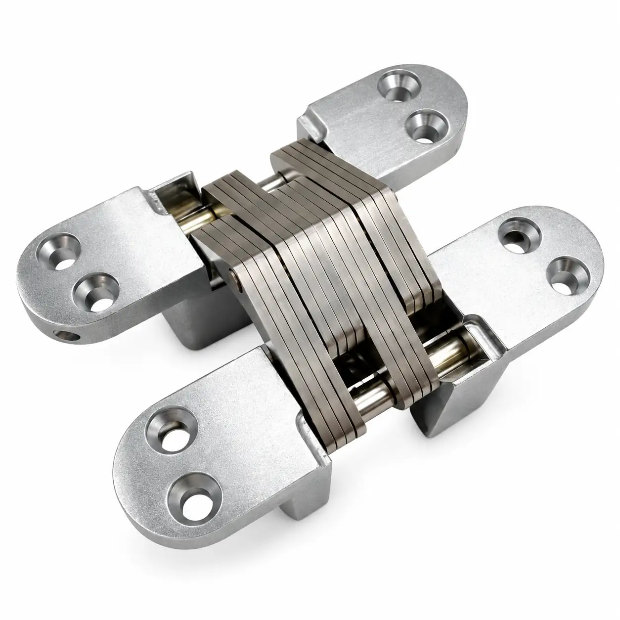 TT-20 silver concealed cross hinge on a white background
