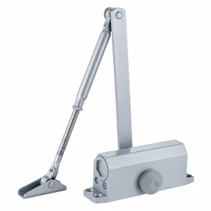 TT-051BF silver hydraulic door closer with adjustable arm on a white background