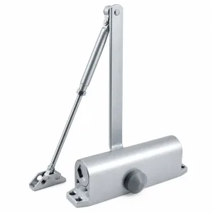 TT-071AE silver hydraulic door closer with adjustable arm on a white background