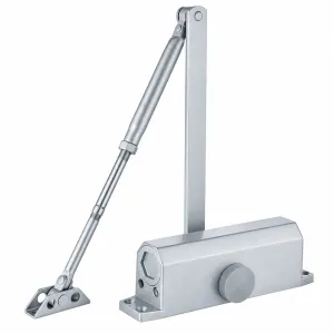 TT-071BF silver hydraulic door closer with adjustable arm on a white background