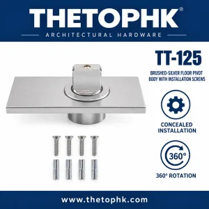 TT-125 Brushed Silver Floor Pivot Body with Screws